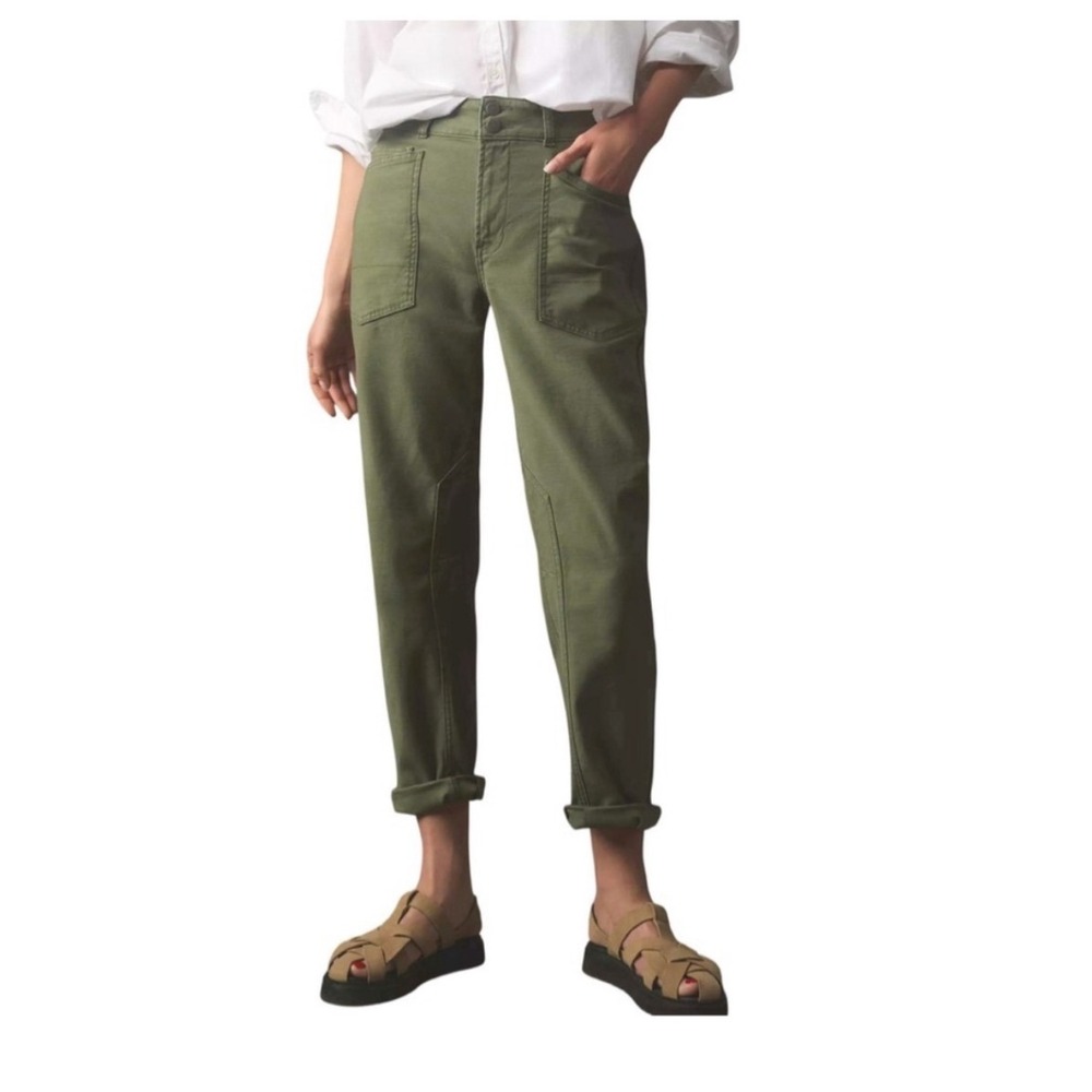 Pilcro The Wanderer Utility Pants Moss Green Straight Leg High Rise Size 27 - Picture 11 of 11